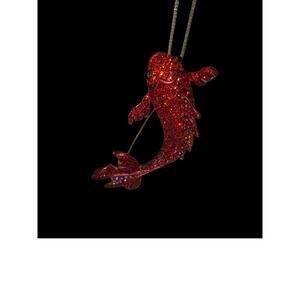 Mythical Gold-tone Red Austrian Crystal Koi Fish Pin Brooch